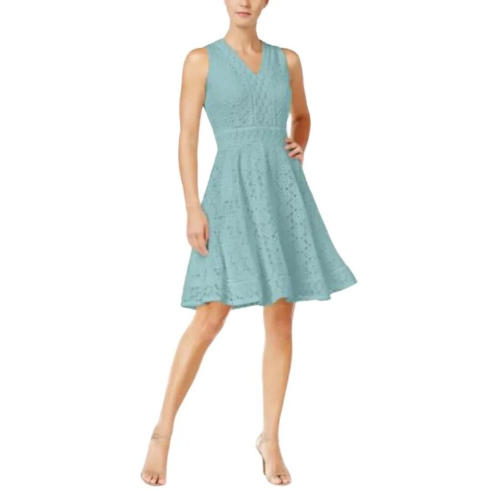 Charter Club Light Blue Lace Fit & Flare Dress • Classic & Feminine